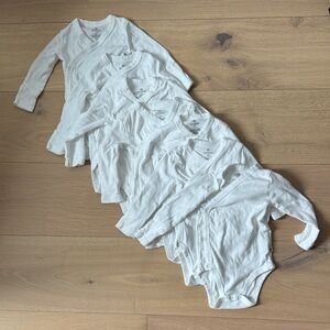 Honestbaby organic cotton 3-6M white onesies kimono side snap - bundle of 7